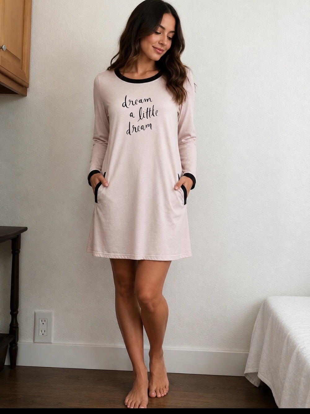 Kate Spade Soft pink pajama shirt with packets.